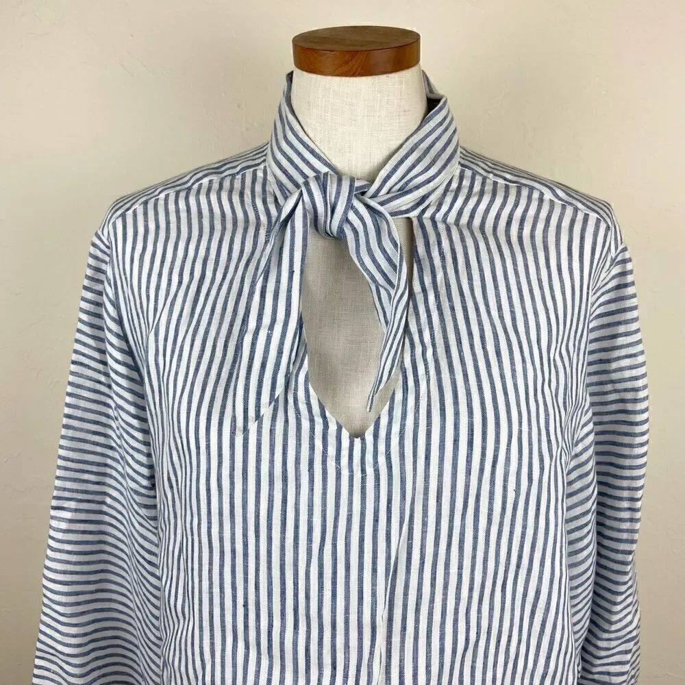 Frame Handkerchief Striped Linen Top - Picture 4 of 7